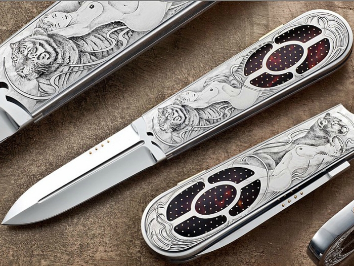 Custom Folding-Inter-Frame, Lock Back, ATS-34 Stainless Steel, Exotic Scales Knife made by Antonio Fogarizzu
