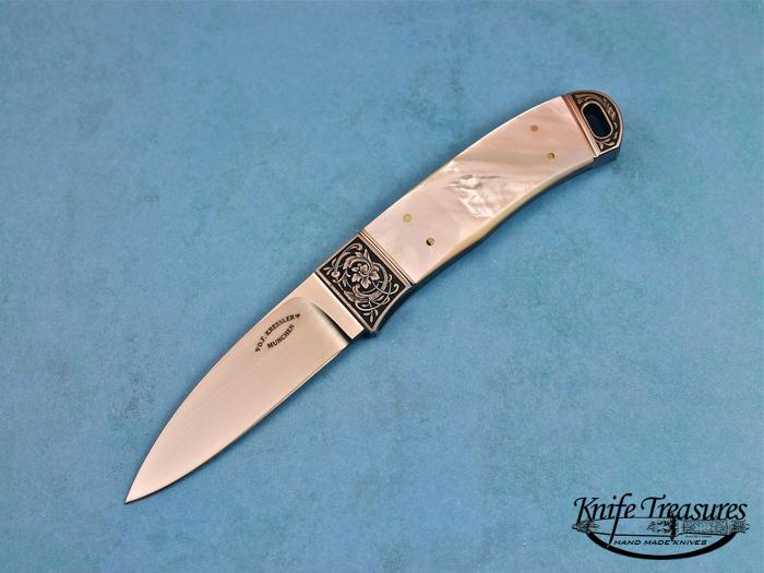 Custom Fixed Blade, N/A, RWL-34 Steel, Mother Of Pearl Knife made by Dietmar Kressler