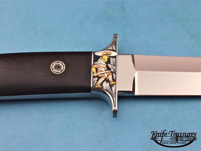 Custom Fixed Blade, N/A, 154 CM, Green Linen Micarta Knife made by Bob  Loveless