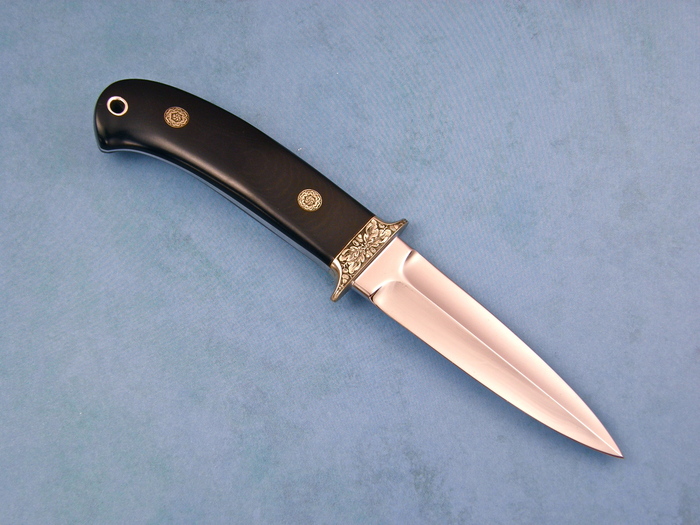Custom Fixed Blade, N/A, ATS-34 Steel, Black Micarta Knife made by Steve SR Johnson