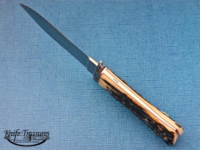 Custom Fixed Blade, N/A, ATS-34 Stainless Steel, Natural Stag Knife made by Steve SR Johnson