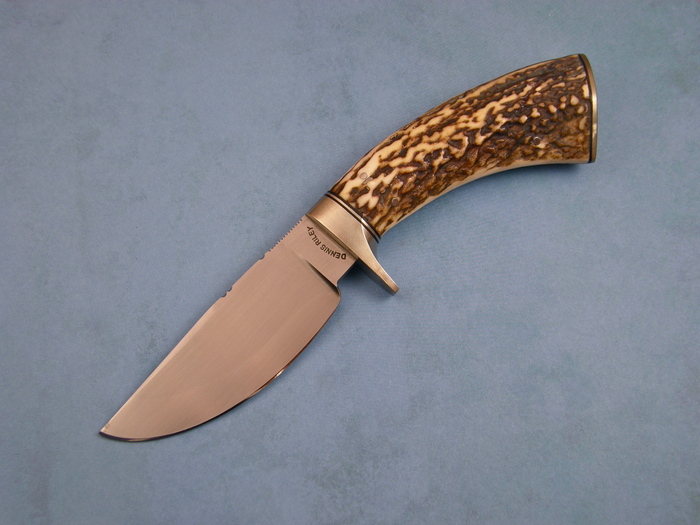 Custom Fixed Blade, N/A, Forged 5160 Steel, Natural Stag Knife made by Dennis Riley