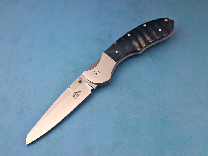 Custom Folding-Bolster, Top Liner Lock, ATS-34 Stainless Steel, Kudu Horn Knife made by Warren Osborne