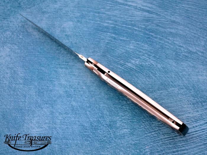 Custom Folding-Inter-Frame, Lock Back, ATS-34 Stainless Steel, Mother Of Pearl & Gold Lip Pearl Knife made by Warren Osborne