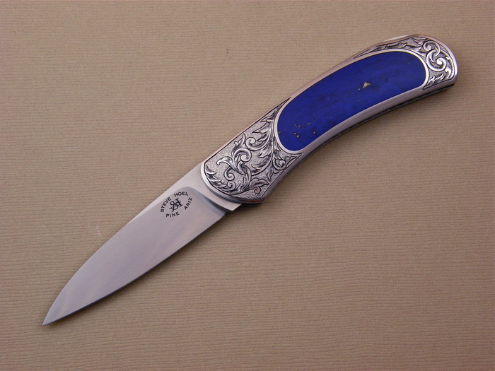 Custom Folding-Inter-Frame, Lock Back, ATS-34 Steel, Blue Lapis Knife made by Steve Hoel