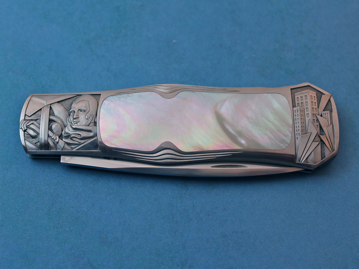 Custom Folding-Inter-Frame, Lock Back, ATS-34 Stainless Steel, Mother Of Pearl Knife made by Steve Hoel