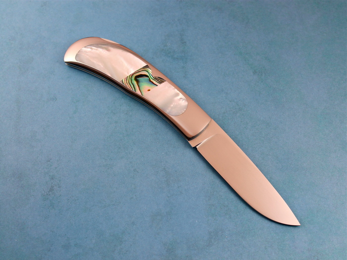 Custom Folding-Inter-Frame, Lock Back, ATS-34 Stainless Steel, Mother Of Pearl & Abalone Knife made by Steve Hoel