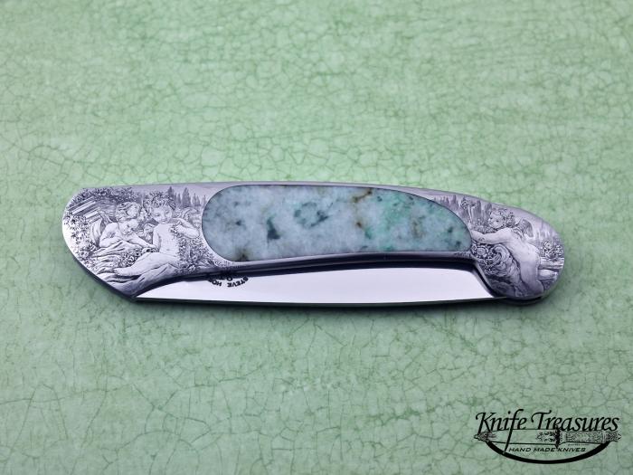 Custom Folding-Inter-Frame, Lock Back, ATS-34 Stainless Steel, Jade Knife made by Steve Hoel