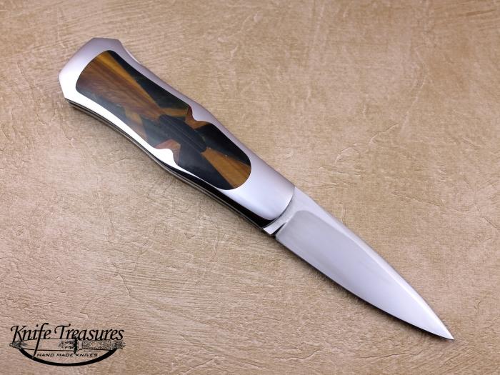 Custom Folding-Inter-Frame, Lock Back, ATS-34 Steel, Tiger Eye Sunburst Knife made by Steve Hoel