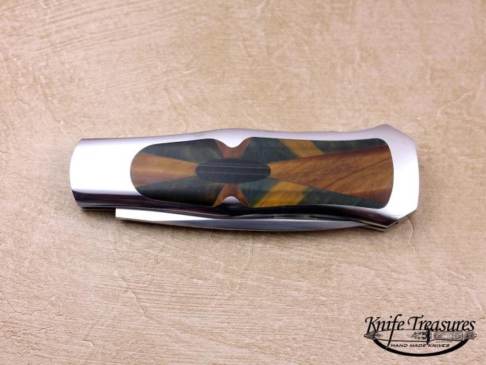 Custom Folding-Inter-Frame, Lock Back, ATS-34 Steel, Tiger Eye Sunburst Knife made by Steve Hoel