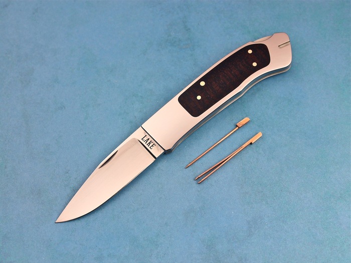 Custom Folding-Inter-Frame, Lock Back, ATS-34 Stainless Steel, End Grain Micarta Knife made by Ron Lake