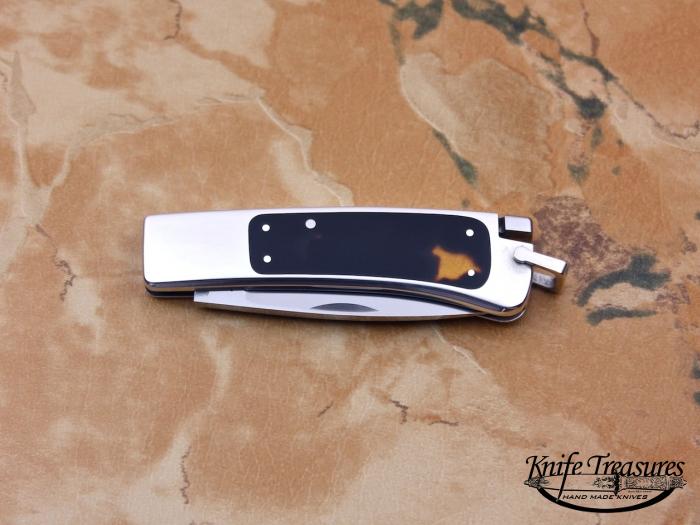 Custom Folding-Inter-Frame, Tail Lock, ATS-34 Stainless Steel, Exotic Scales Knife made by Ron Lake