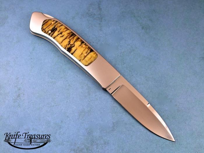 Custom Folding-Inter-Frame, Lock Back, ATS-34 Stainless Steel, Sheep Horn Knife made by Ron Lake