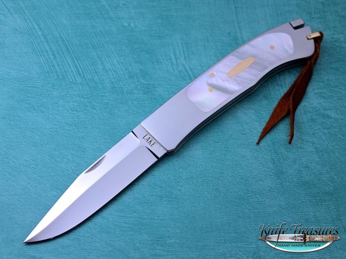 Custom Folding-Inter-Frame, Tail Lock, ATS-34 Stainless Steel, Mother Of Pearl Knife made by Ron Lake