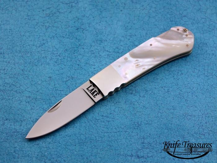 Custom Folding-Bolster, Lock Back, ATS-34 Stainless Steel, Mother Of Pearl Knife made by Ron Lake