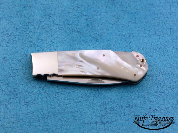 Custom Folding-Bolster, Lock Back, ATS-34 Stainless Steel, Mother Of Pearl Knife made by Ron Lake