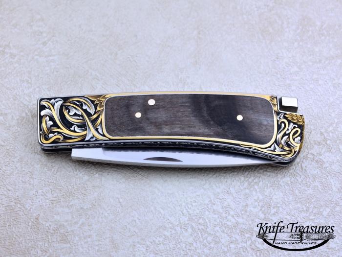 Custom Folding-Inter-Frame, Tail Lock, ATS-34 Stainless Steel, Rocky Mountain Sheep Horn Knife made by Ron Lake