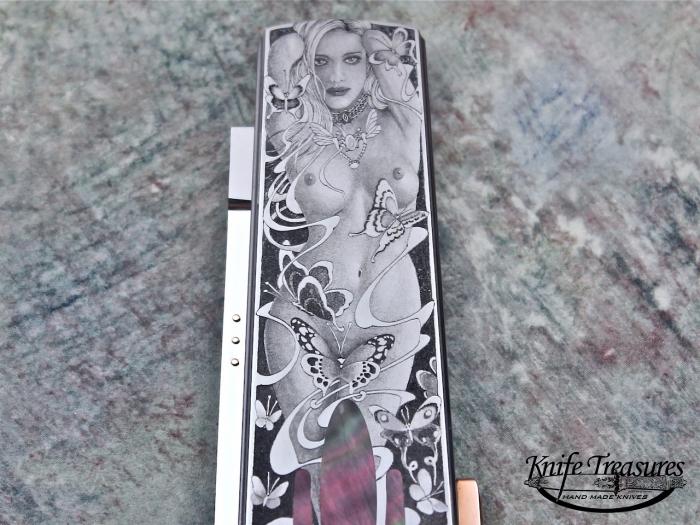 Custom Folding-Inter-Frame, Lock Back, ATS-34 Stainless Steel, Black Lip Pearl Knife made by Antonio Fogarizzu