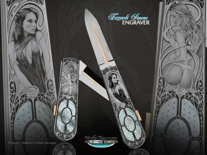 Custom Folding-Inter-Frame, Lock Back, ATS-34 Steel, Mother Of Pearl Knife made by Antonio Fogarizzu