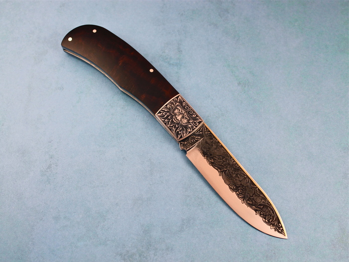 Custom Folding-Bolster, Lock Back, ATS-34 Stainless Steel, Ironwood Knife made by Milford J Oliver