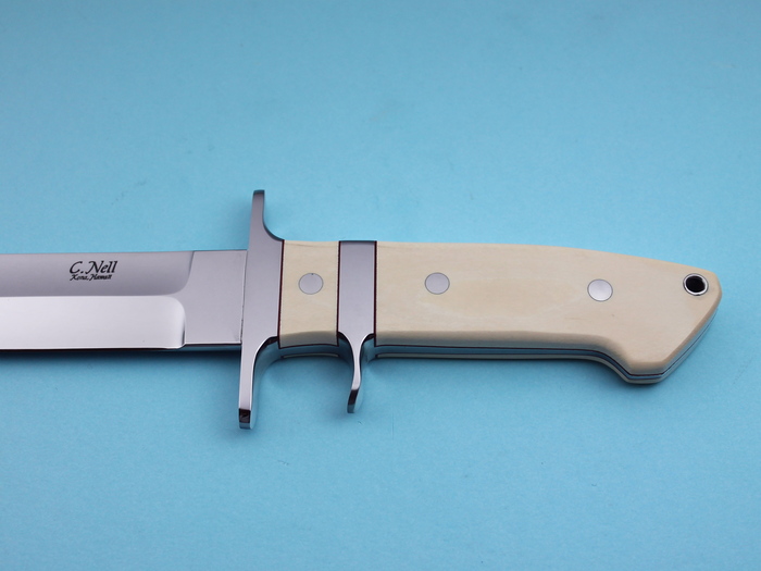 Custom Fixed Blade, N/A, ATS-34 Stainless Steel, Fosilized Ivory Knife made by Chad Nell