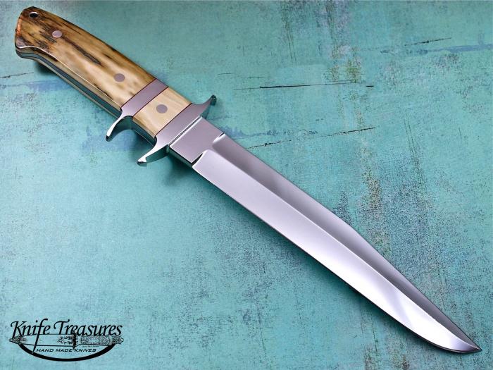 Custom Fixed Blade, N/A, ATS-34 Stainless Steel, Fossilized Mammoth  Knife made by Chad Nell