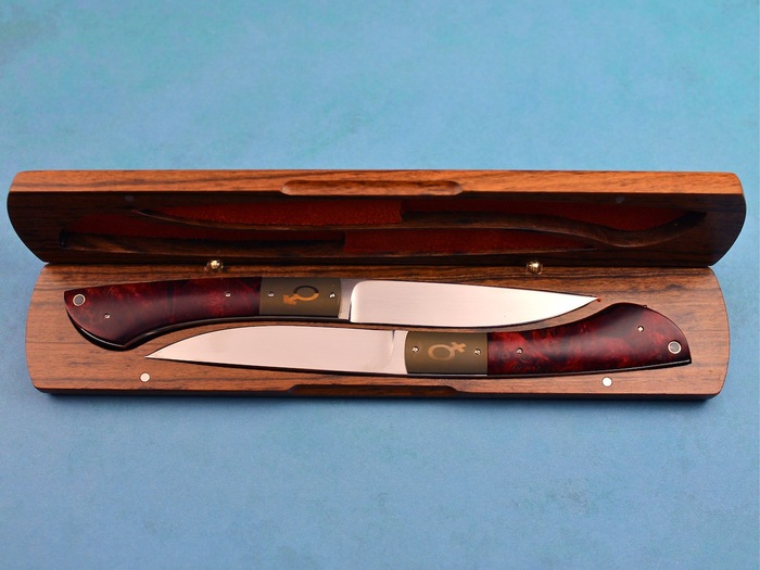 Custom Fixed Blade, N/A, 440-C Stainless Steel, Stabilized Maple Burl Knife made by Bertie Rietveld