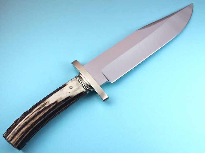 Custom Fixed Blade, N/A, ATS-34 Stainless Steel, Scrimmed Stag Knife made by Lloyd Hale