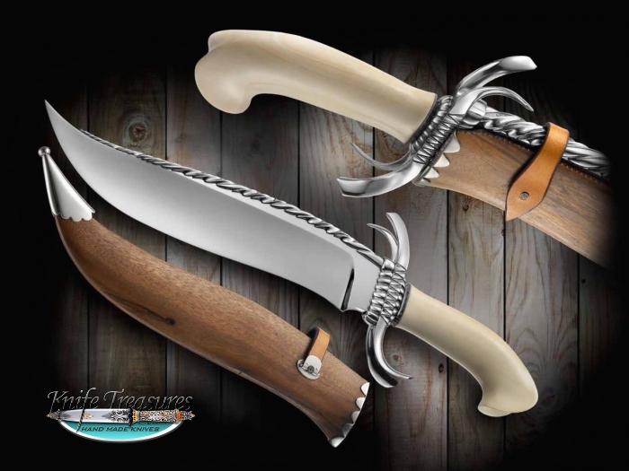 Custom Fixed Blade, N/A, ATS-34 Stainless Steel, Fossilized Mammoth Knife made by Lloyd Hale