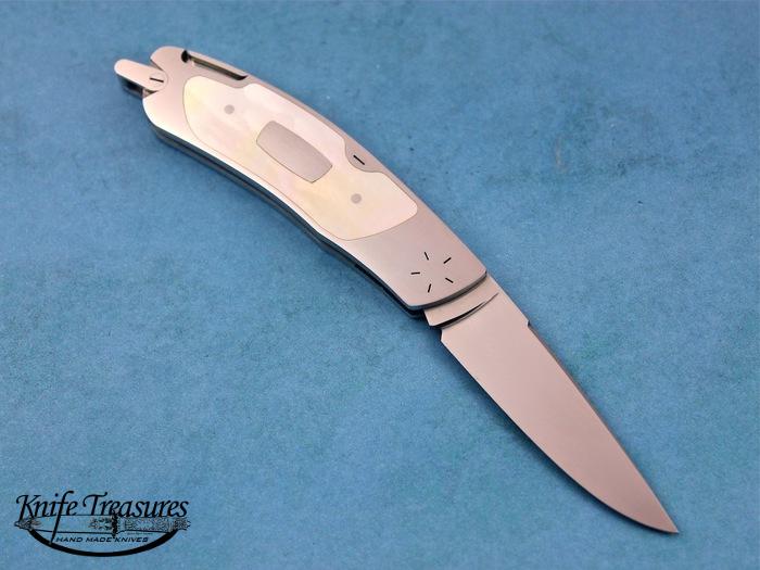 Custom Folding-Inter-Frame, Tail Lock, ATS-34 Stainless Steel, Mother Of Pearl Knife made by Richard Hodgson