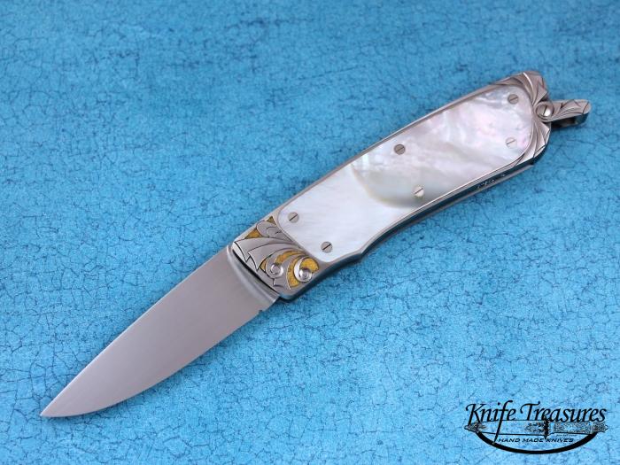 Custom Folding-Inter-Frame, Lock Back, ATS-34 Stainless Steel, Mother Of Pearl Knife made by Richard Hodgson