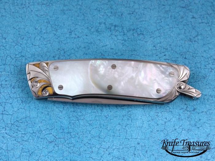 Custom Folding-Inter-Frame, Lock Back, ATS-34 Stainless Steel, Mother Of Pearl Knife made by Richard Hodgson