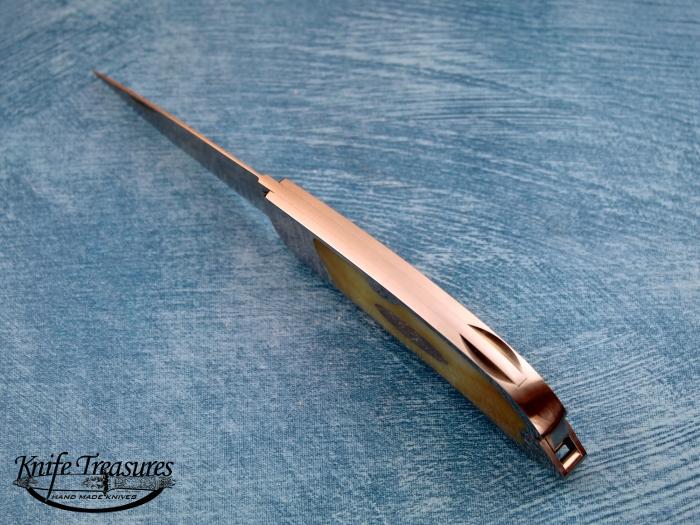 Custom Folding-Inter-Frame, Lock Back, ATS-34 Stainless Steel, Gold Lip Pearl Knife made by Richard Hodgson