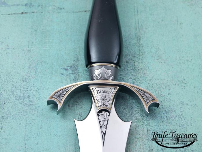 Custom Fixed Blade, N/A, ATS-34 Stainless Steel, Black Jade Knife made by Willie Rigney