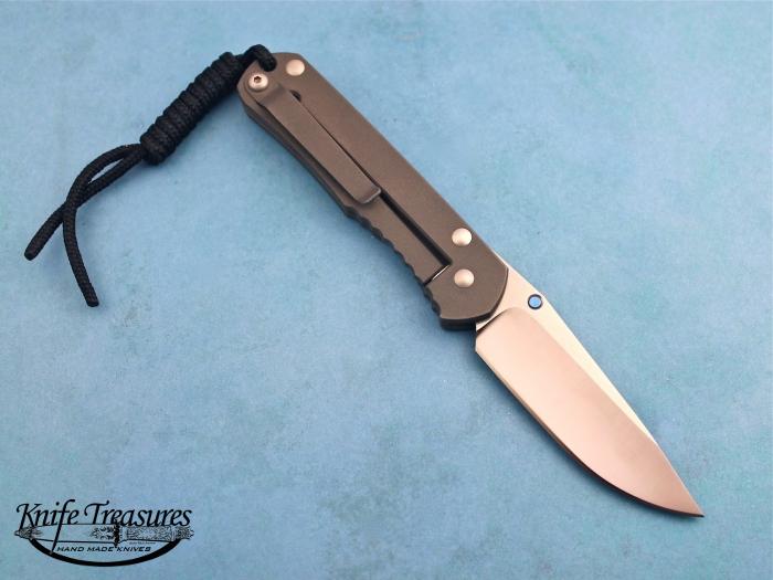 Custom Folding-Inter-Frame, Liner Lock, BG-42 Steel, Titanium w/six-Ray Star Garnet Inlay Knife made by Chris Reeve