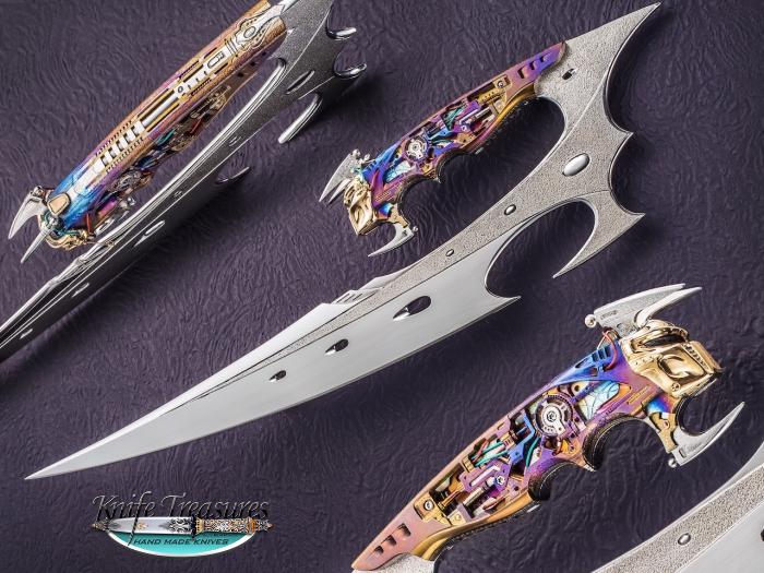 Custom Fixed Blade, N/A, ATS-34 Stainless Steel, Anodized Titanium Knife made by Jose DeBraga