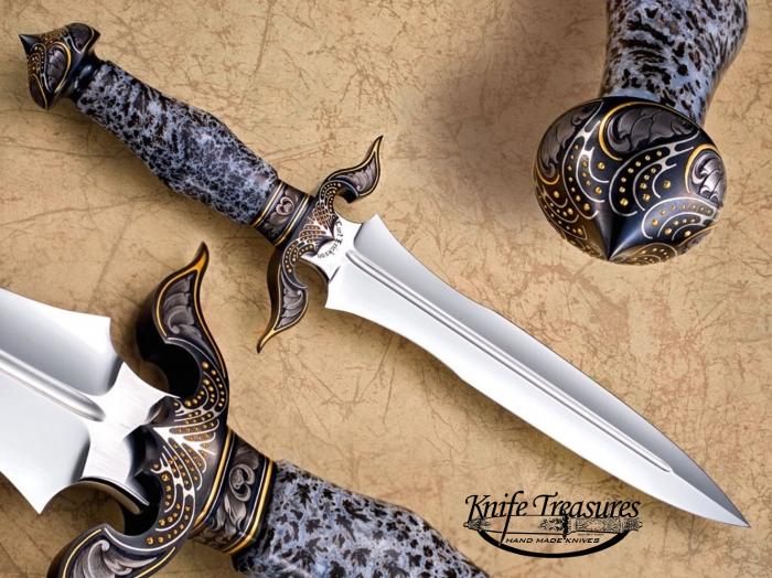 Custom Fixed Blade, N/A, 440-C, Dendritic Agate Knife made by Curt Erickson
