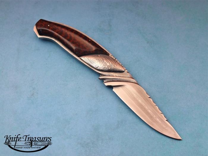 Custom Fixed Blade, N/A, Forged Damascus by Maker, Snakewwod Knife made by Roger Bergh