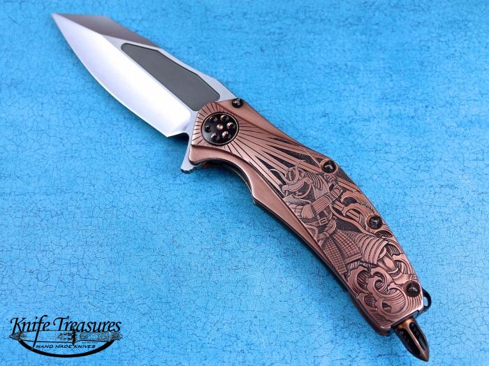 Custom Folding-Inter-Frame, Liner Lock, Polished Elmax, Copper Knife made by Anthony Marfione