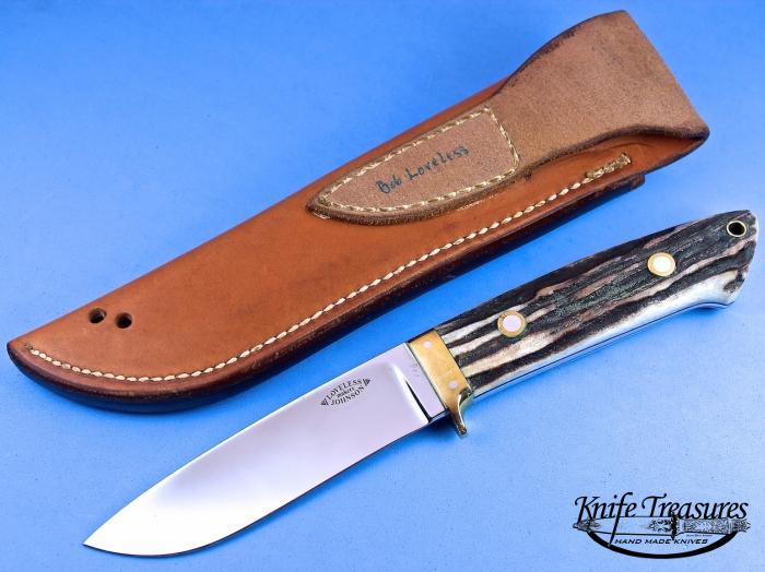 Custom Fixed Blade, N/A, ATS-34 Stainless Steel, Stag Knife made by Johnson Loveless