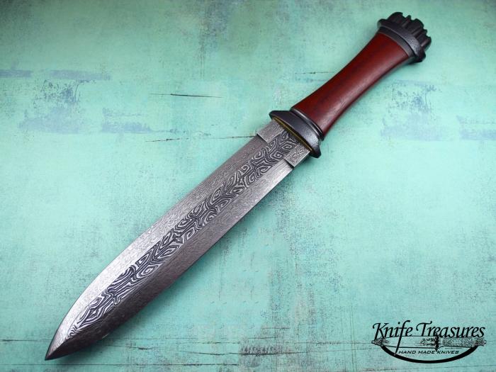 Custom Fixed Blade, N/A, Multi Bar Damascus Steel by Maker, Bloodwood Knife made by Don Fogg