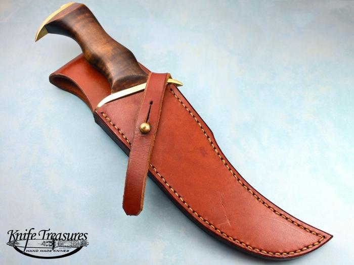 Custom Fixed Blade, N/A, Carbon Steel Forged by Maker, Maple Wood Knife made by Bill Moran