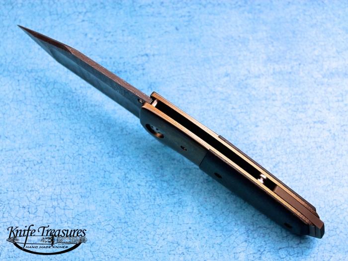 Custom Folding-Bolster, Liner Lock, Damascus Steel, Carbon Fiber Knife made by Allen Elishewitz