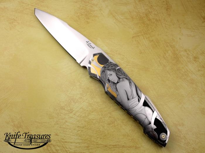 Custom Folding-Bolster, Liner Lock, RWL-34, 416 Stainless Steel Knife made by Sergio Consoli