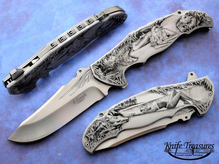 Custom Folding-Inter-Frame, Liner Lock, RWL-34, Ma5m Stainless Steel Knife made by Sergio Consoli