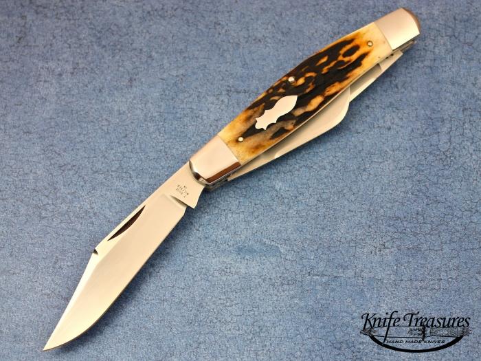 Custom Folding-Bolster, Slip Joint, ATS-34 Stainless Steel, Stag Knife made by Tony Bose