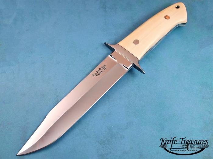 Click to make larger Custom Fixed Blade, N/A, CPM-154, Fossilized Mammoth Knife made by Zac Buchanan