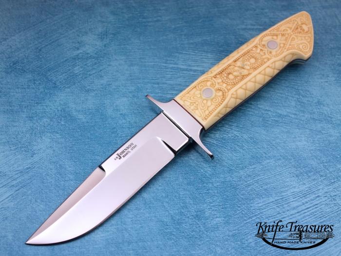 Custom Fixed Blade, N/A, ATS-34 Stainless Steel, Fossilized Mammoth Knife made by Steve SR Johnson