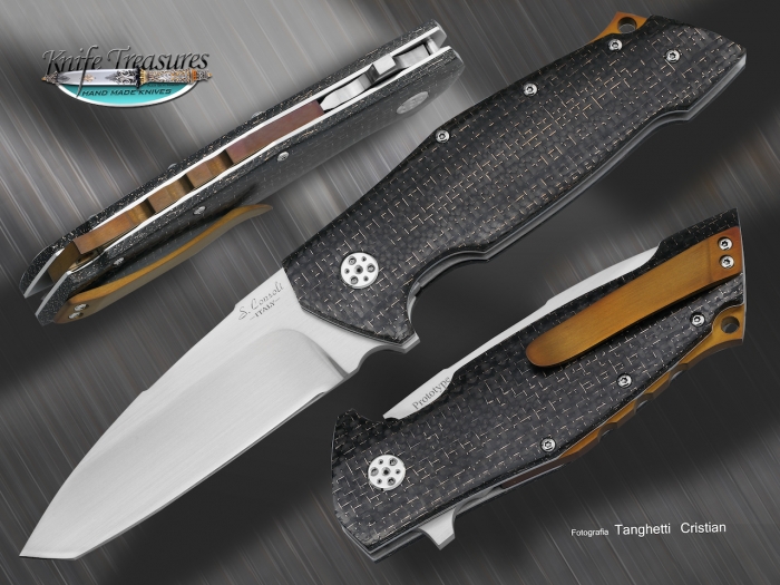 Custom Folding-Inter-Frame, Liner Lock, RWL-34, Lighting Strike Carbon Fiber Knife made by Sergio Consoli