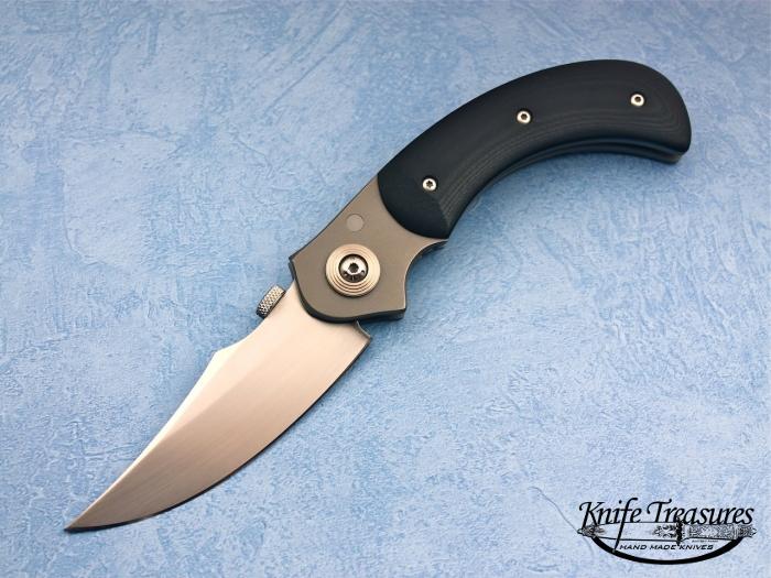 Custom Folding-Bolster, Liner Lock, BG-42 Stainless Steel, Black Micarta Knife made by Tom Anderson